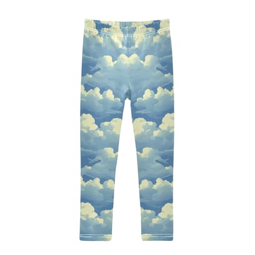 Pattern of Clouds Girls Leggings,Workout Leggings for Girls Toddler Athletic Leggings Size for 3-10T