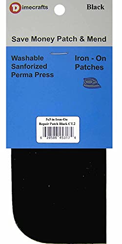 2 Patches Iron-On 5 in x5 in Black Canvas Repair Patches Compare to Bondex