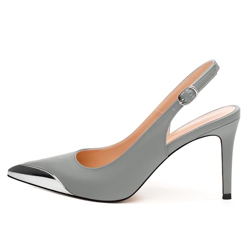 Women's Pumps, Two Toned Patchwork Pointed Toe Stiletto High Heels, Fashion Slingback Buckle Pumps, Daily Working Party Shoes for Women2