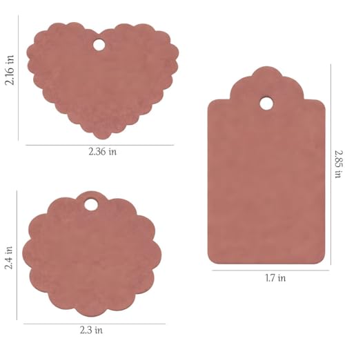 Image of CVANU Premium Gift Tags (60 Pcs) - 3 Designs Blank Hanging Tags with Pre-Punched Holes & Golden String for DIY Crafts| Gift Wrapping| Small Business & Labelling (Light Brown)