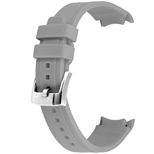 Bracelet de montre en caoutchouc silicone gris 22mm boucle acier bouts incurvés