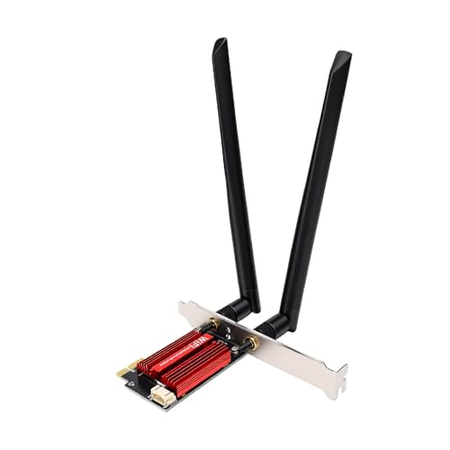 Tarjeta de red PCIe WiFi 6 con Bluetooth 5.3, adaptador inalámbrico dual band 2.4G 5GHz 1800Mbps, antenas de alta ganancia para PC de escritorio gaming streaming miniatura 1