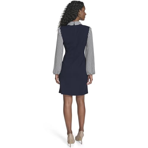 Image of Tommy Hilfiger Women's Long Sleeve Collared Peter Pan Shift Mini Dress