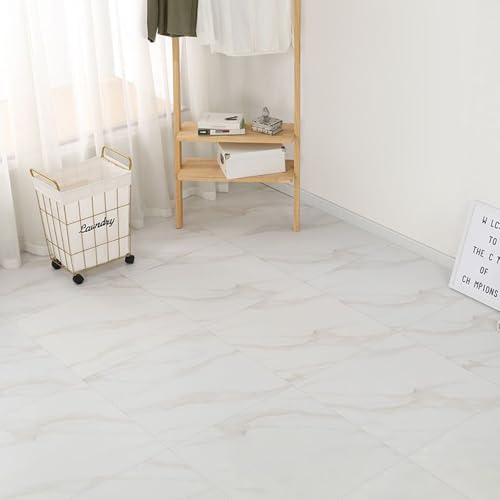 フロアタイル フローリングマット 大理石調 貼るだけ 45*45cm 大判 北欧風 PVCシート 防水防汚 撥水 防音 ズレない DIY 雰囲気転換 気軽に部屋改造 接着剤付き 滑り止め カット可能 敷け簡単 初心者OK(約6.4畳分・50枚・D色)