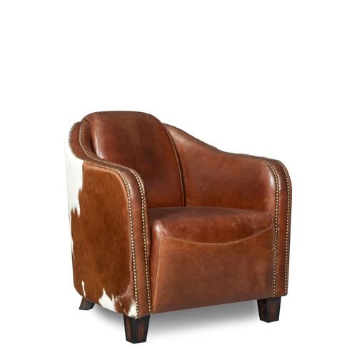 Clubsessel Flair Vintage-Leder Kuhfell Echtleder Sessel Vintage Cigar Dunkelbraun
