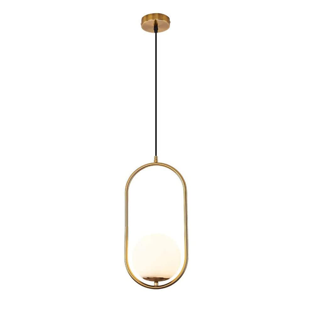 Ball Glass Shade Ceiling Pendant Lamp Electroplating Light Stand Chandeliers Fixtures Adjustable Height Hanging Lamp for Kitchen Island Bedroom 15.7inch Change for The Better