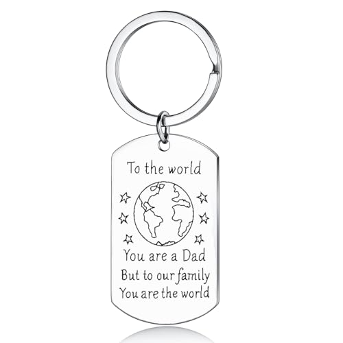 Best dad keyring father's day gifts keyring from daughter son to the world you are a dad but to our family you are the world