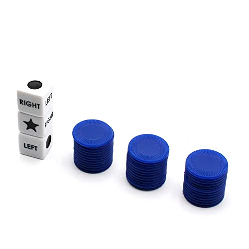 Annietfr Left Right Center Dice Game Set with 3 Dices + 36 Chips (Blue) - Image 5