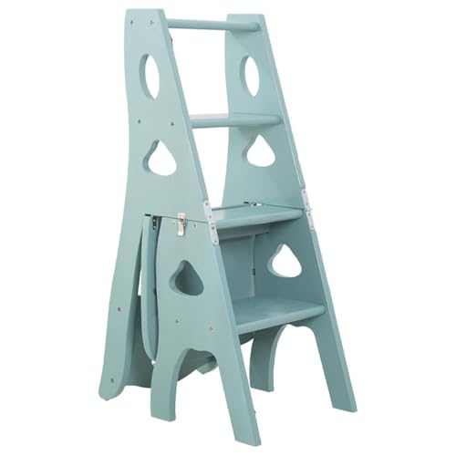 Taburete plegable de madera, silla multifuncional de 4 escalones para exhibición de biblioteca y soporte de estantería, ideal para cocina, hogar y oficina