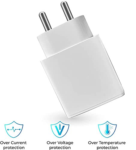 Image of 5W to 18W Charger for Vivo Y21T / Y 21 T Charger Original Adapter Like Wall Charger | Mobile Charger | Fast Charger | Android USB Charger With 1 Meter USB Type C Charging Data Cable (3 Amp, TVI4, White)