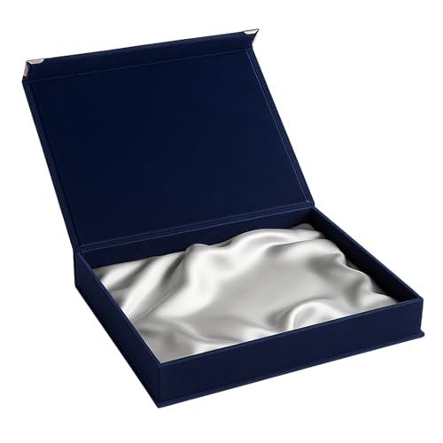 Caja porta placa conmemorativa | Caja expositora para placa, premio o documento | Elegante embalaje de terciopelo con fondo satinado