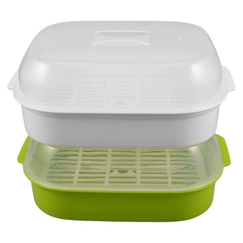 LIGIGWASH 2個電子レンジ対応プラスチック蒸し器 大容量野菜調理容器 取り外し可能フィルター付き耐熱バスケット 蓋付きハンドル設計 健康調