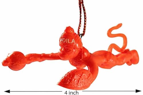 Image of Voila Present Orange Flying Lord Hanuman Idol Car Hanging Ornament