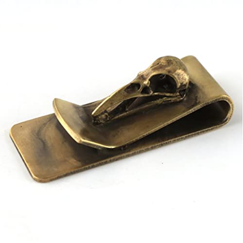 Brass Moneyclip for Men, Retro Bird Skull Money Clip, Portable Money Clip, Ideas Ticket Holder, 5.2*2cm(2.04*0.78in)