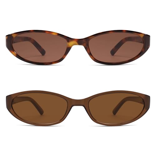 Image of Retro Oval Sunglasses Womens Mens Y2k Trendy Cateye Shades AR82299 | Narrow Round Cute Sunnies,90s 2000s Cool Skinny Frame