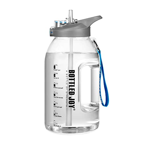 JIMACRO Bouteille d'Eau à Large Goulot, 2.5L Sans BPA Anti-Fuite Bouteille, Gourde de Sport Avec Indication de l'Heure et Pailles, le Fitness et Les Activités en Extérieur Cover
