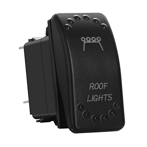 Image of Green Backlit Rocker Switch 5 Pin ON-Off Laser Etched Button Switch with Wires for Car Marine Boat UTV 20A /12V 10A /24V (ROOF Lights)