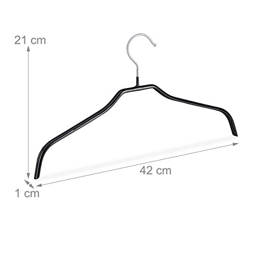 Relaxdays Rutschfeste Kleiderbügel, 30er Set, Hemdenbügel, Blusenbügel mit Gummiummantelung, Metall, 42 cm, schwarz