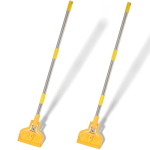 Image of Commercial Heavy Duty Mop Handle 61 Inch Mop Stick with Adjustable Stainless Steel Handle Industrial Floor Cleaner Stick Replacement Wet palo de trapeador (2 Pack)