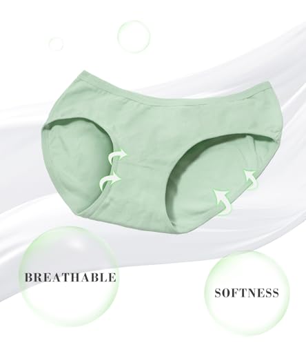 Eiggam Women's Cotton Bikini Panties,High-Cut Full Coverage Stretch Cool Underwear for Women