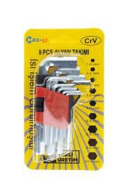 FEYZA YAPI Alyan Seti Mini Alyan Anahtarı Takımı 9 Parça Set Çelik 9’Lu Birer adet 2MM-2,5MM-3MM-3,5MM-4MM-5MM-6MM-8MM. 10 MM