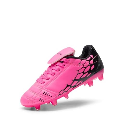 DREAM PAIRS Boys Girls Soccer Football Cleats Shoes Fuchsia Black Size 11 Little Kid Superflight-3k