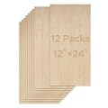 OMTech 12 Pack Basswood Sheets, 12x24 Inch Plywood Sheets for Crafts, 1/8" Thick Wood Sheets for Laser Cutting Engraving, Unfinished Wood Boards for DIY Projects Drawing Painting Architectural Models