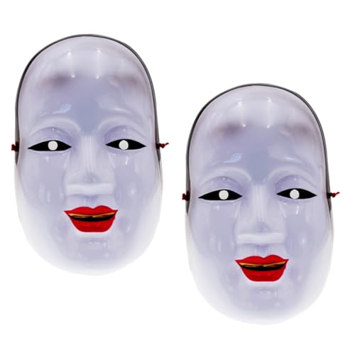 BESPORTBLE 2pcs Japanese Traditional Performance Masks Prajna Cosplay Face Mask Set for Adults Decorative Stage Makeup Party Props
