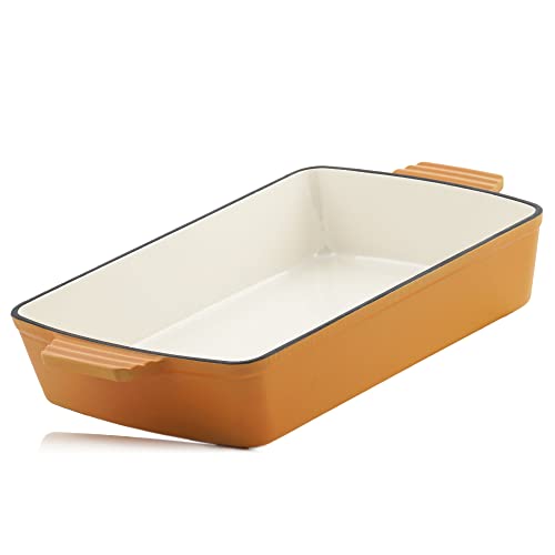 Mahlzeit Plat à gratin carré en fonte - 3,8 l - Orange Sunny - En fonte émaillée - Plat à lasagnes - Plat à rôtir - Forme de four - Rectangulaire