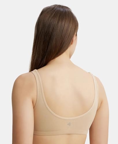 Image of Jockey 1550 Women's Super Combed Cotton Elastane Stretch Slip On Crop Top with Stay Fresh Treatment Bra