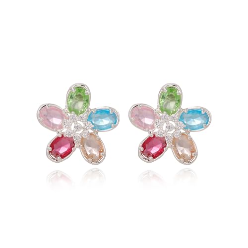 Boucles d'oreilles or blanc et oxyde de zirconium de qualité joaillerie pour femme