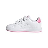adidas Advantage Base 2.0 Sneaker, White/Bliss Pink/Semi Lucid Red, 1 US Unisex Little Kid