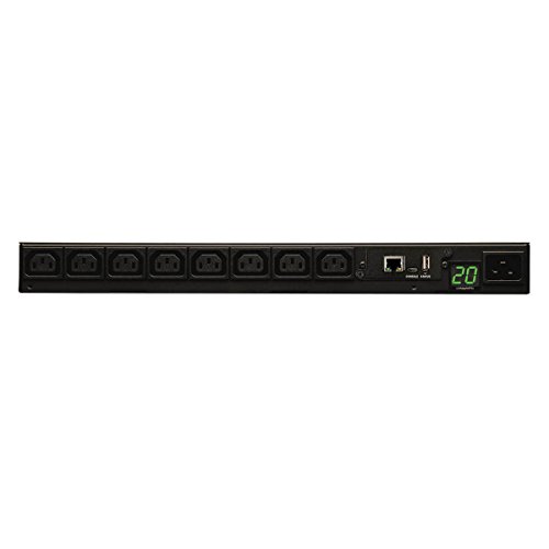 Image of Tripp Lite Monitored PDU, 8 Outlets (C13), 208 /220 /230 /240V, C20 /L6-20P Adapter, 3.2-3.8kW, 8 ft. Cord, 1U Rack-Mount Single-Phase PDU, TAA (PDUMNH20HV)