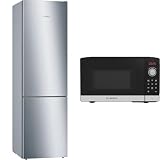 Bosch Hausgeräte KGE39AICA Serie 6 Kühl-Gefrier-Kombination, 201 x 60 cm & FFL023MS2 Serie 2 Mikrowelle, 26 x 44 cm, 800 W, Drehteller 27 cm