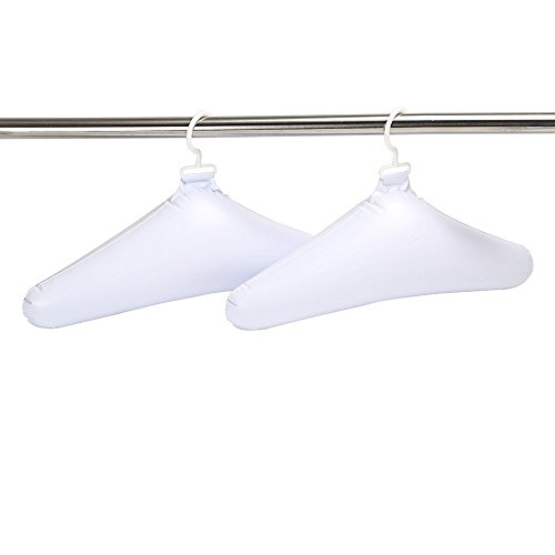 Deluxe Comfort Inflatable Travel Clothes Hanger - Rounded Edges Prevent Hanger Crease - Deflates for Compact Storage - Lightweight Easy-On Closets - Clothes Hangers, White