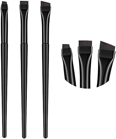 AQUEEN Eyeliner Brush-3 PCS Precision Gel Fine Eyeliner Brush-Ultra Thin Flat and Angled Eyeliner Brush, Premium Quality Soft Eyeliner Brushes for Makeup Tools.(Black)