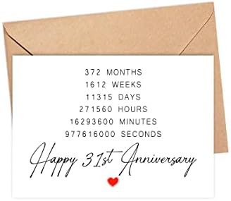 Happy 31st Anniversary Card – 31 Year Wedding Anniversary Card Gifts – Idea For Boyfriend – For Husband – For Grandparents – For Bestie – For Dad -For Mom- Happy Mothers Day – Fathers Day