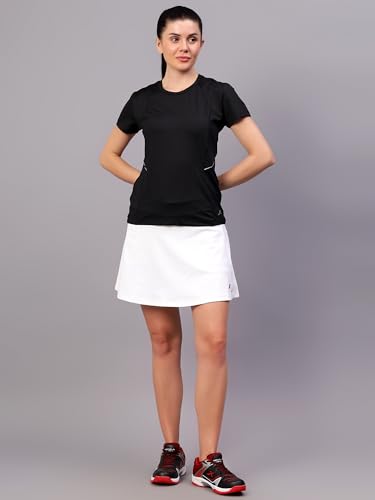 Image of Vector X Women Girl Solid A-line Stretchy High Waist Skirt /Pleated Skirt /Tennis Racket Skirt /Mini Flared Skater Skirt for Effortless Athletic Style (White)