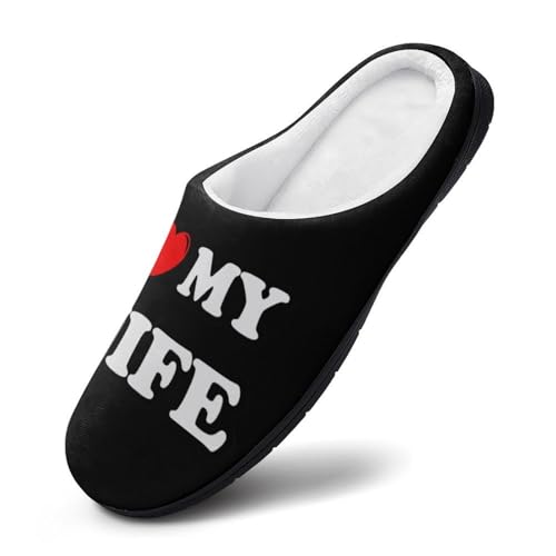 I Love My Wife Women's Cotton Slippers Indoor Outdoor Slip-on Warm House Shoes with Anti-Skid Rubber Sole3