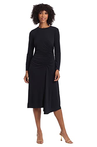 Maggy London Women's Long Sleeve Side Ruched Matte Jersey Dress Workwear Event Party Guest of Wedding
