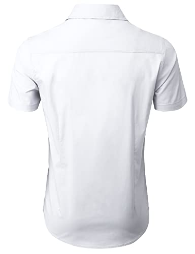 H2H Mens Slim Fit Short Sleeve Botton Down Shirts Casual Business Uniform4