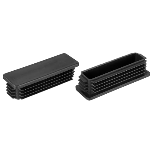 Image of uxcell 2 Pcs Rectangle Tubing End Caps 4 3 /4 x 1 9 /16 Inch Plastic Hole Plugs Insert End Cap for Metal Tubing Post Chair Leg Table Bookshelves Furniture, Black