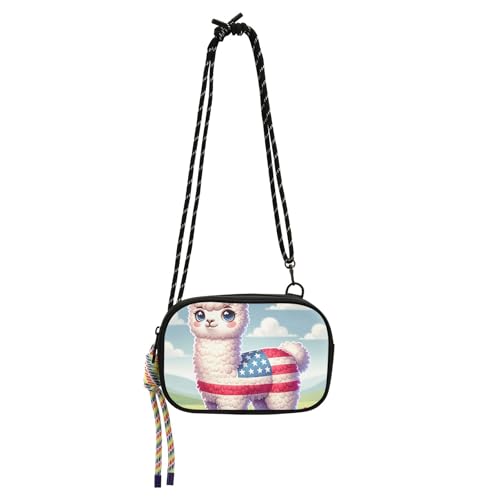 TSENQUE Linda Lhama Bandeira Americana Bolsa Pequena para Mulheres Bolsas Transversais Sobre Ombros Bolsa Feminina para Telefone com Alça