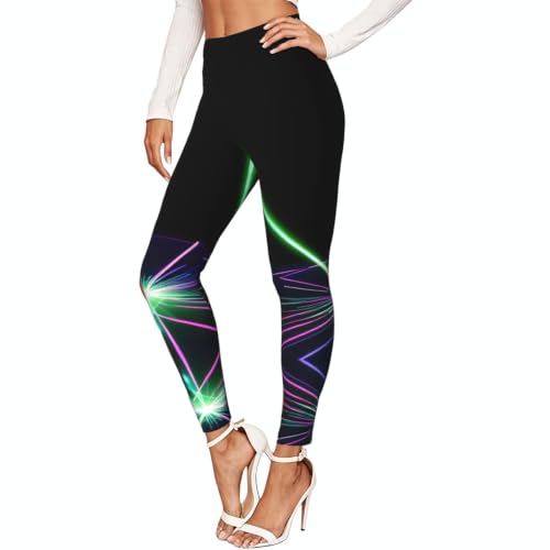 Leggings de entrenamiento para mujer con compresión deportiva y estampado de luces láser