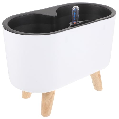 SEWACC Maceta Inteligente Riego Automático y Medidor de Agua, Fabricada en Plástico y Madera, para Decorar Sala de Estar y Alféizares