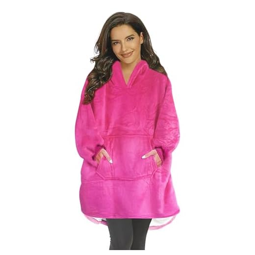 O³ Coperta con Cappuccio, Plaid con Maniche, Coperta indossabile in Pile, Felpa Oversize Donna, Blanket Hoodie - Confortevole e Morbido - Perfetto per Le Notti Invernali sul Divano (Rosa)