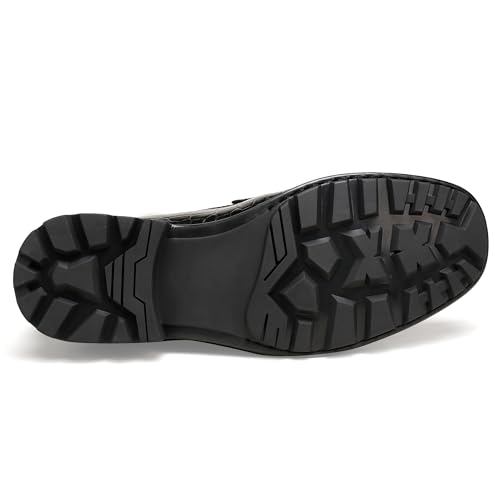 Image of Generic Men's Leather Dress Shoes, Classic Crocodile Printed Dress Shoes Casual Slip-on Penny Loafer for Mens