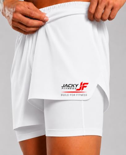 Image of Men's 2-in-1 Dual Layer Workout Shorts with Compression Liner, Phone Pocket, Quick-Dry Athletic Running Shorts for Gym, Training, Sports & Fitness