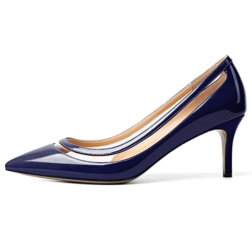 YODEKS Women's Low Heels Pumps Pointy Toe Kitten Heel Daily Pumps Office Work Shoes for Bridal Evening Prom2