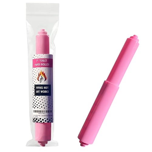 Toilet Paper Roller Holder (7 Inch) Pink - Plastic (Spring Loaded) Replacement Spindle Rod - Roll Extender fits Extra Large Bathroom Tissue Rolls